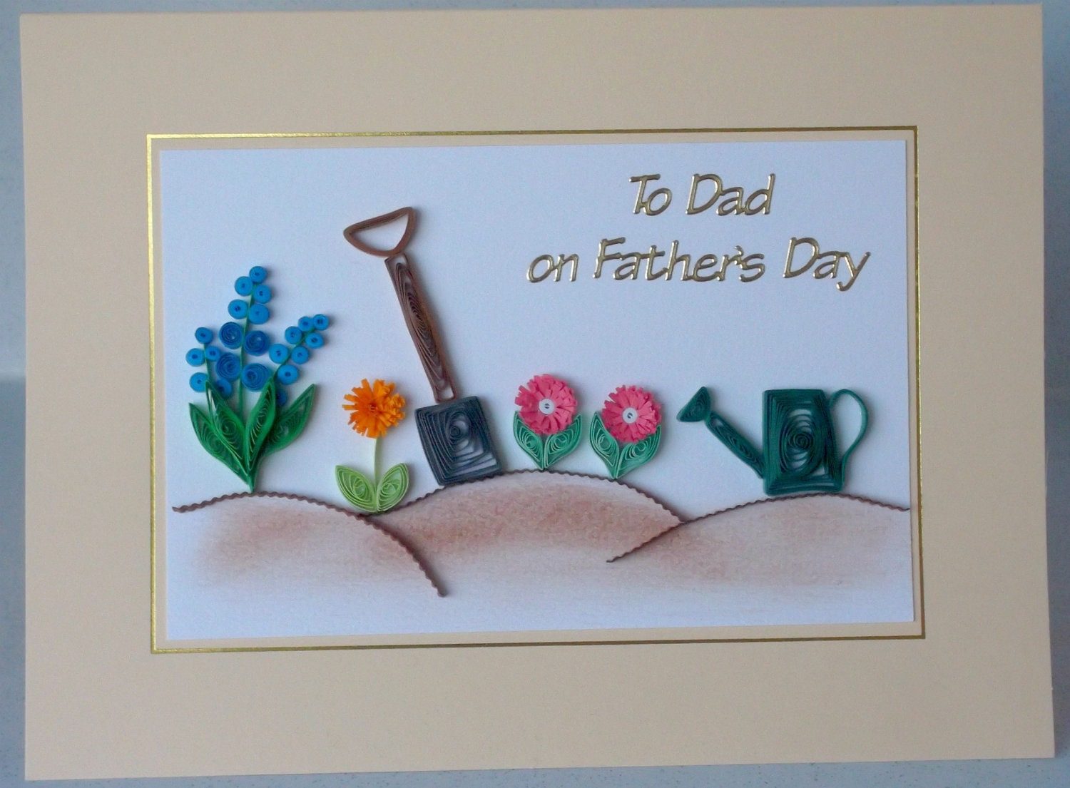 Father's day card paper quilling gardening