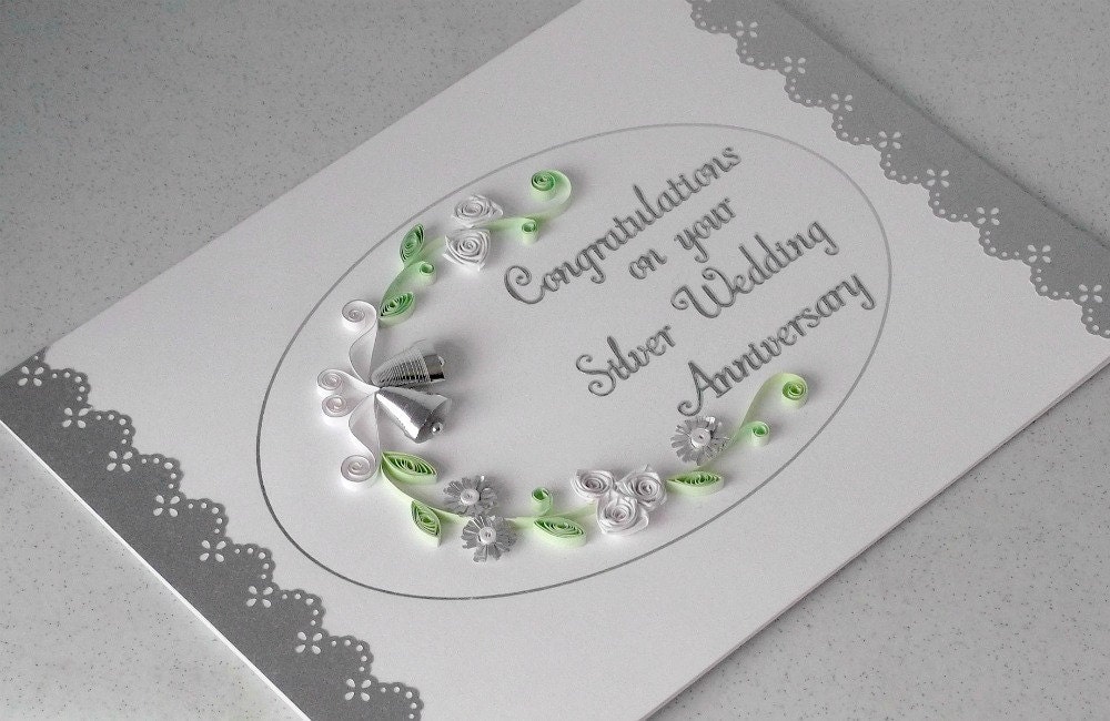 paper quilling 25th anniversary card silver wedding quilled
