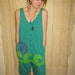 SALE- Green Tank Romper with Bicycle and Waves Print