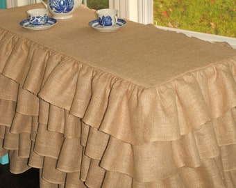 Ruffled Burlap Tablecloth