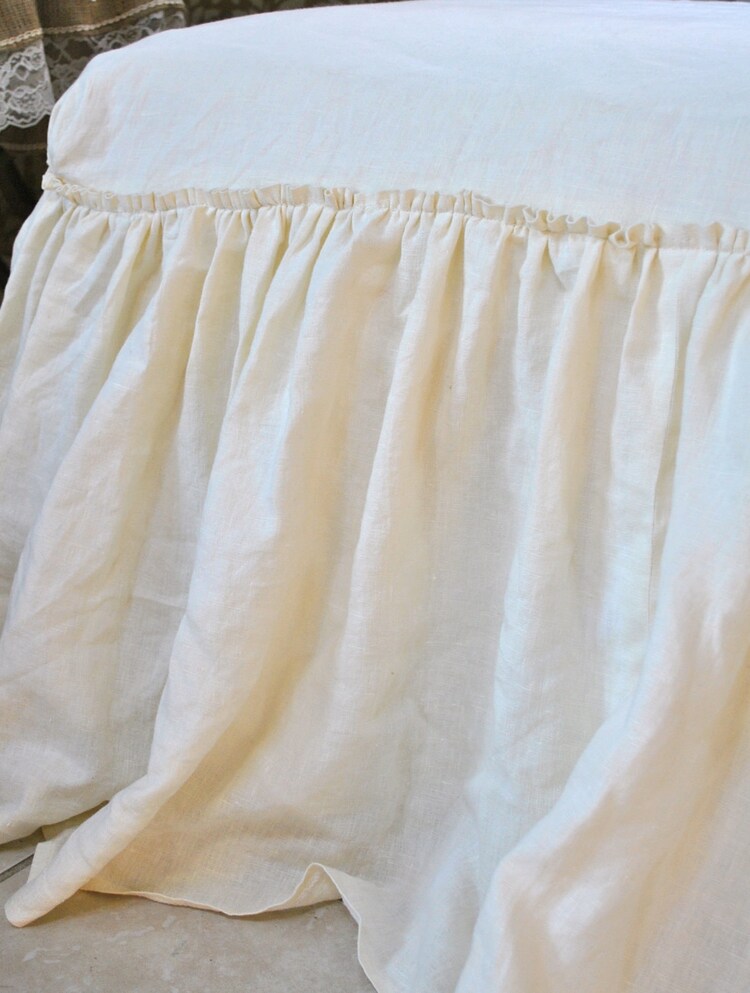 Linen Gathered Skirt Ottoman Cover by PaulaAndErika on Etsy