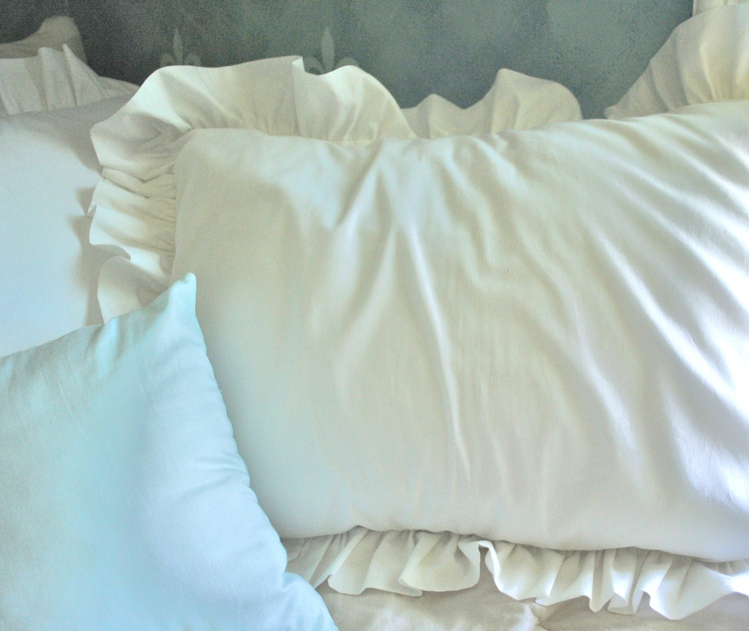 White Ruffle Pillow Case