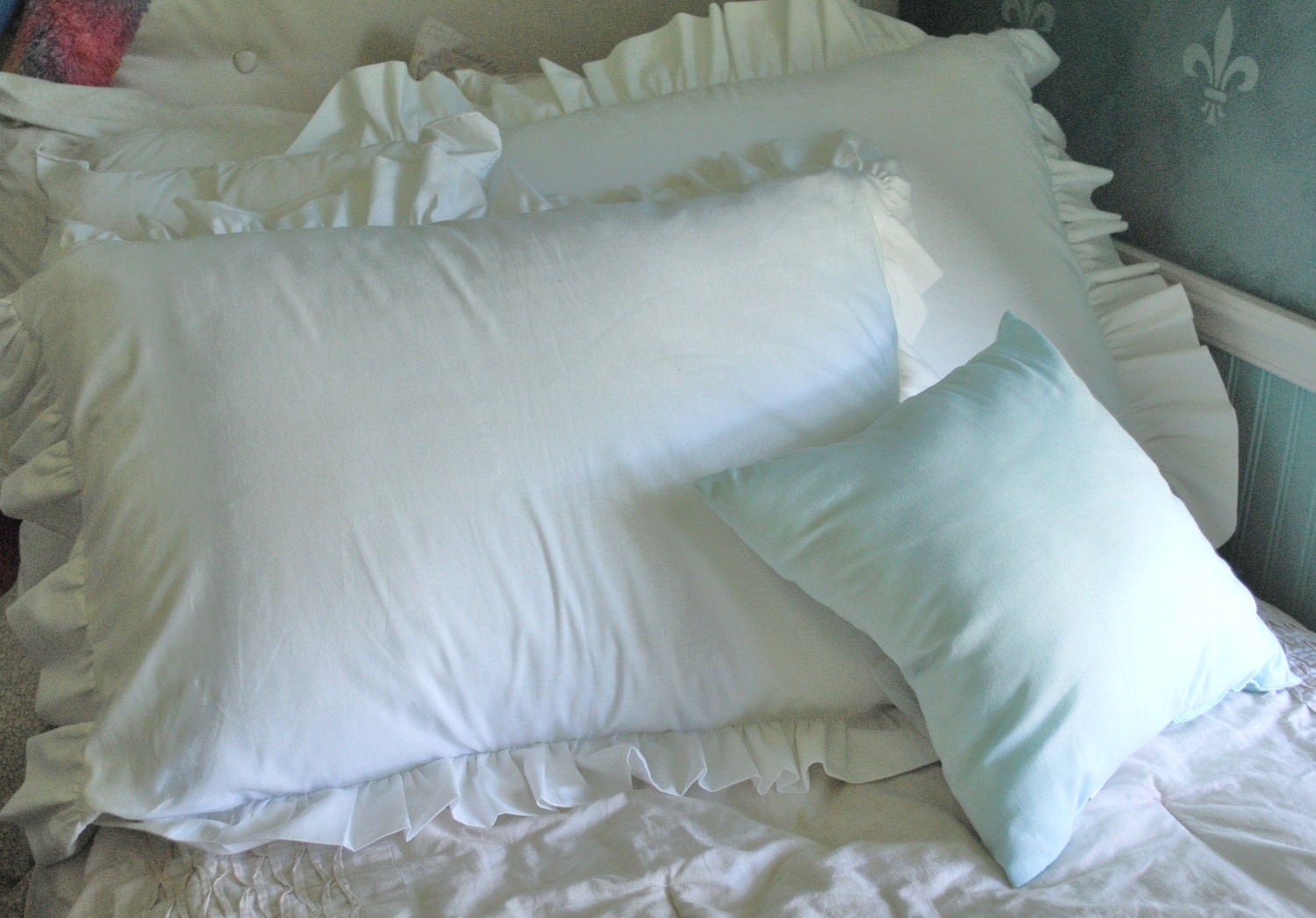 White Ruffle Pillow Case