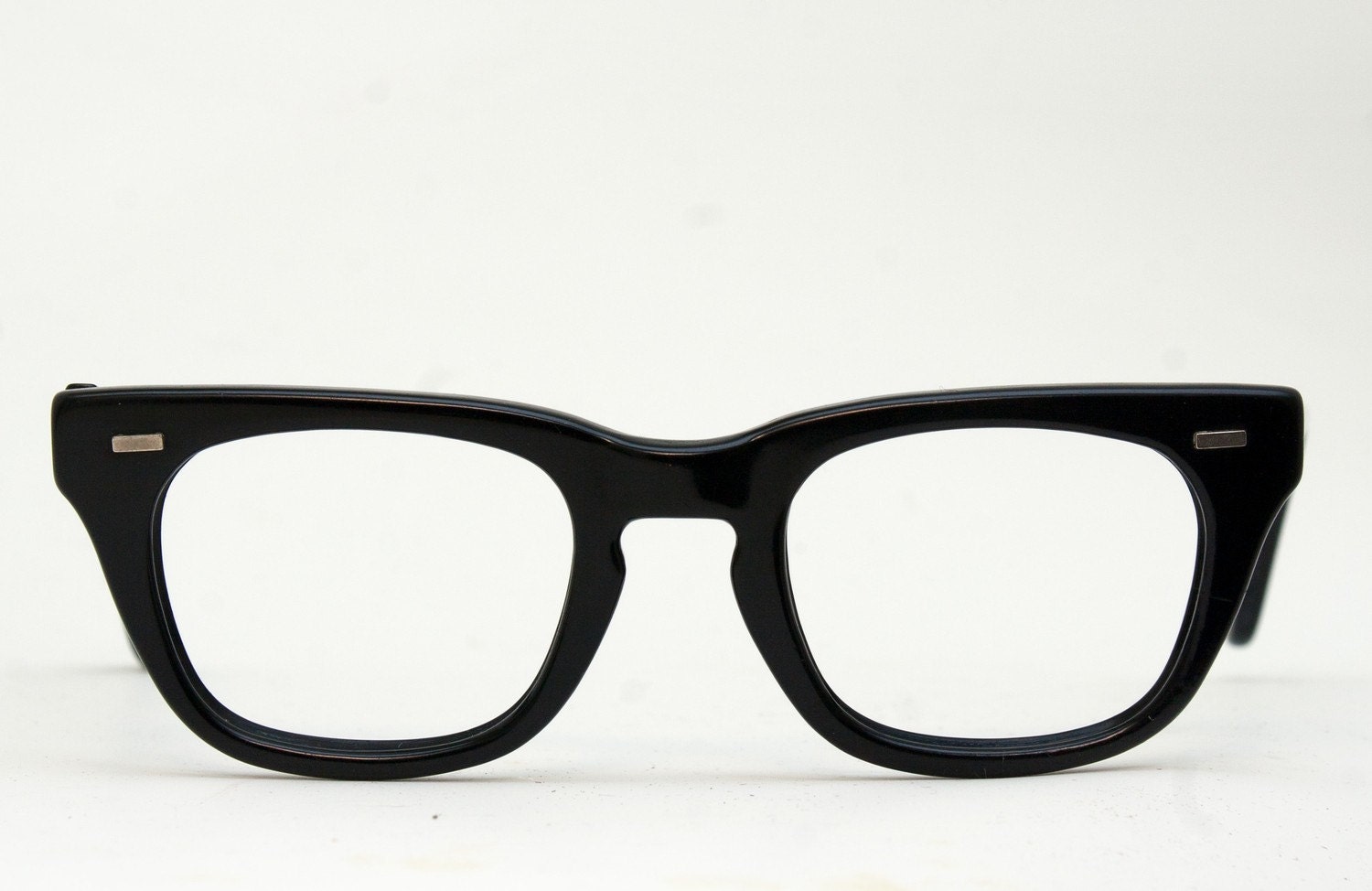 Vintage 60s Black Horn Rim Eyeglasses Frame 44 20 Small By Elksme