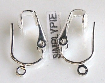 Pierced-Look Silver Plated Clip-on Earring 10 Earwire for Non Pierced with Loop