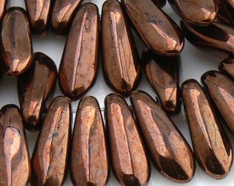 Chocolate Bronze Dagger Czech Glass Beads 3x10mm 50 Small