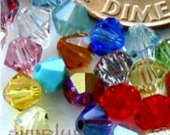 4mm Bicone ASSORTED Swarovsk Crystals 20 Mix Beads