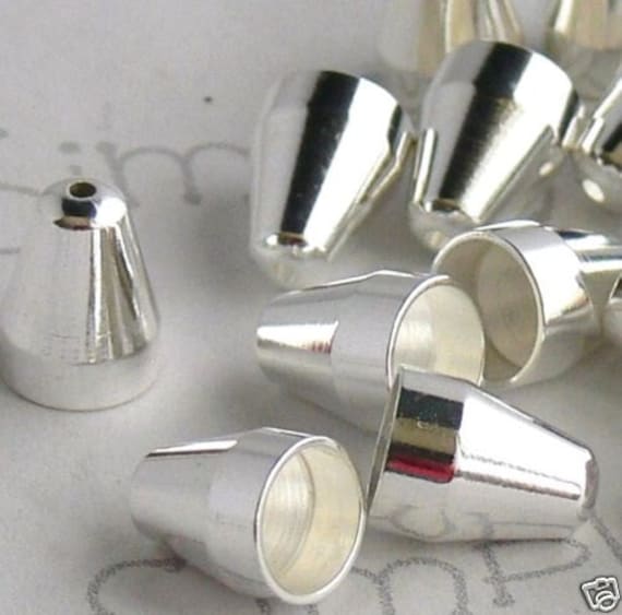 8x6mm Silver Plated Seamless Bead Cones 10