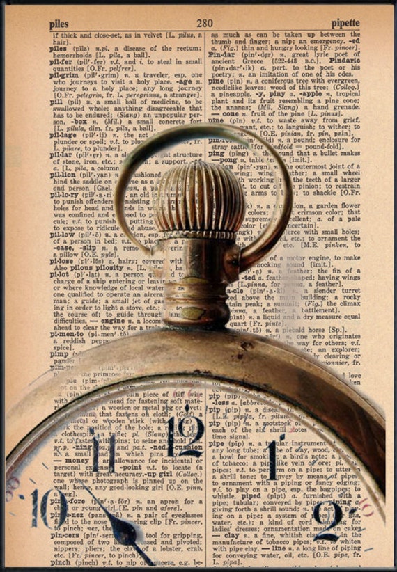 Vintage Clock Dictionary Art Print by SmittensDesigns on Etsy