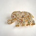 Multi Tone Rhinestone Elephant Gold Tone Vintage Jewelry Brooch