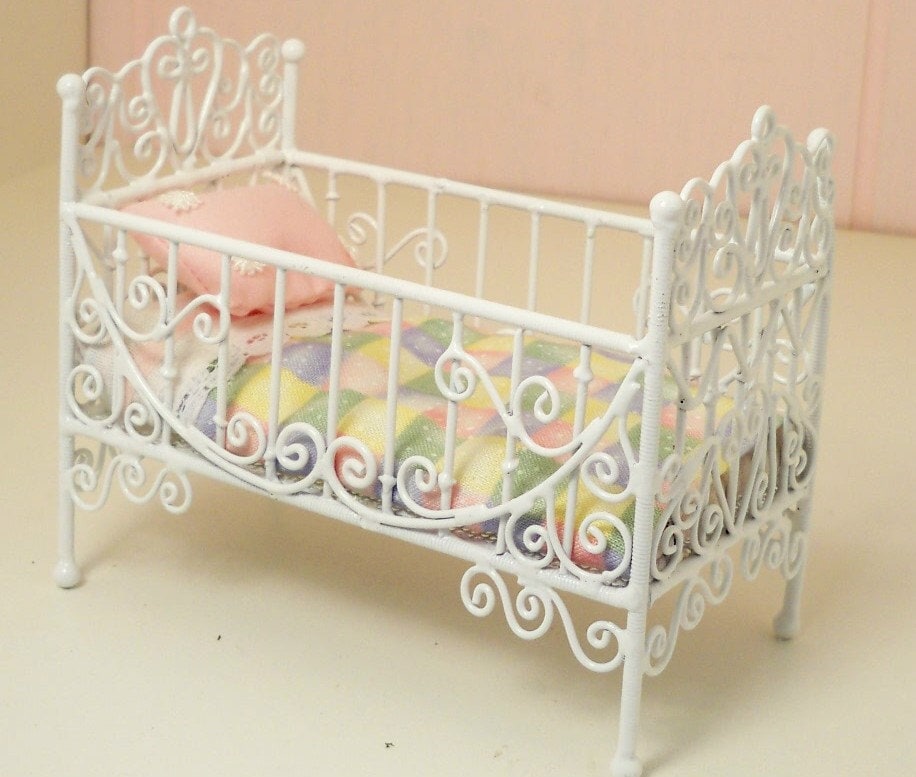Dollhouse miniature baby's crib by minieoriginals on Etsy