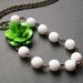 Green and White Flower Necklace. Bridal Jewelry. Flower Necklace. Bridesmaid Necklace. Bib Necklace. Statement Necklace