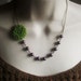 Celadon Green Flower Beaded Necklace with Deep Purple Pearls. Bridal Jewelry. Fall. Vintage Inspired