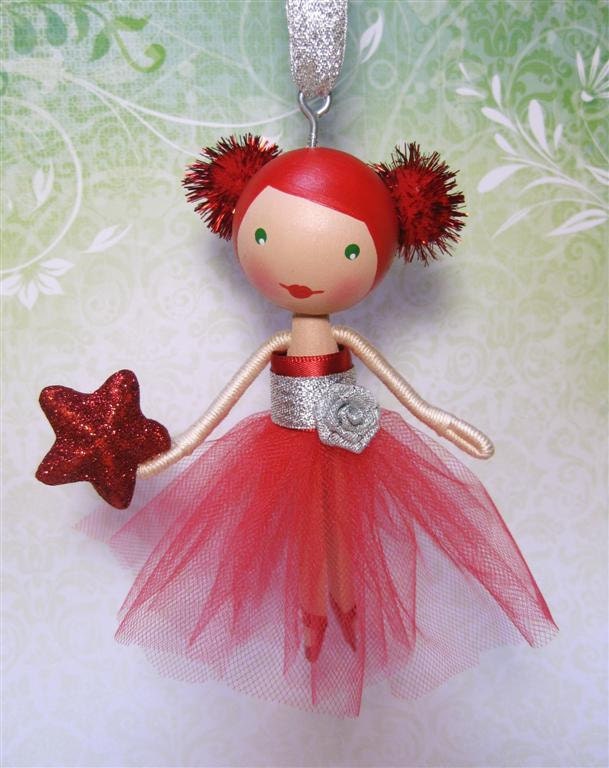 red and silver sparkle clothespin doll christmas tree ornament red and silver sparkle clothespin doll christmas tree ornament