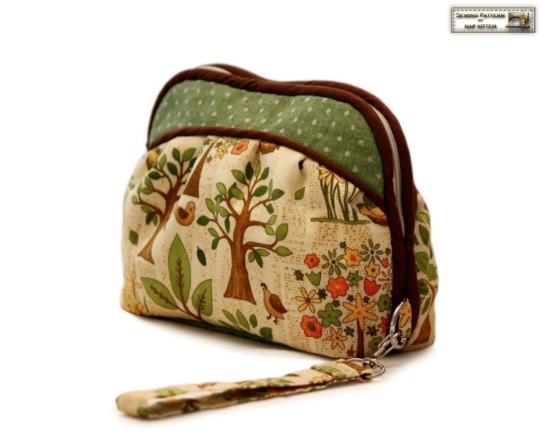 Zippered clutch sewing pattern makeup bag pattern cosmetics