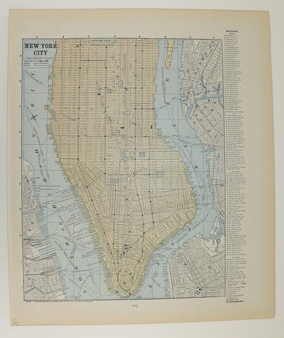 New York City Manhattan Brooklyn NYC 1890 by OldMapsandPrints