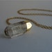 Free Shipping: Long Gold Dipped Quartz Point Necklace 2 mm Chain