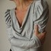 Pearl Grey tiny striped Top / Leg-of-mutton Sleeves