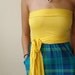 Yellow Aqua Plaid Sun dress with Belted Waist - JESSICA