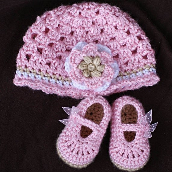 Crochet Pattern Set for Baby Ribbon Maryjane Booties and