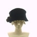 Black Cloche Hat for Women- 1920s Fashion Hat Black Hat- Mink Balls
