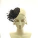 Shiny Black Fascinator - Black Cocktail Hat for Women - Crochet Straw Braid Tilt Hat