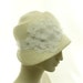 Sweetheart Straw Cloche Hat for Women Ivory Wedding Hat w White Flowers