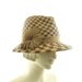 Plaid Womens Fedora Hat - Panama Straw Hat - Coffee and Caramel