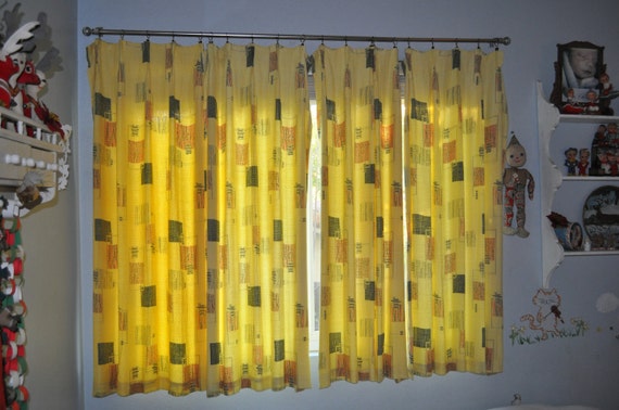 Yummy Mid Century Yellow Atomic Curtains / Drapes by NeatOldJunk