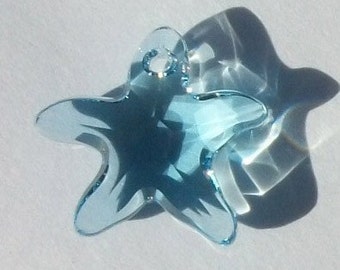 Swarovski crystal Pendant bead Starfish -- AQUAMARINE - Available in 16mm and 20mm