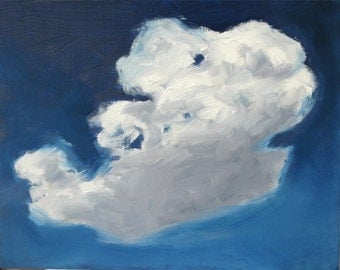 CLOUD VII, Framed original oil painting on hardboard. Original oil. Framed. By Yvonne Wagner. Skies. Nuages. 8 x 10 (20 x 25 cm)