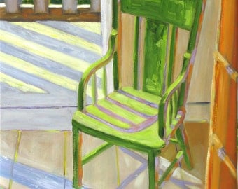 Cottage Chair. Original oil painting on canvas. Yvonne Wagner. Chair painting. Cottage art. Cottage. 23 x 28 x 3/4. Free shipping to USA.