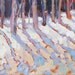 SNOW SENTINALS a 5 X 7 original oil painting on canvas board by Yvonne Wagner. Winter, Snow, trees,shadow