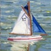 BATEAU 17 an original 14 x 18 inch oil painting by Yvonne Wagner. Sailboat. Bateaux du Luxembourg. Paris. Boat. Segelboot.