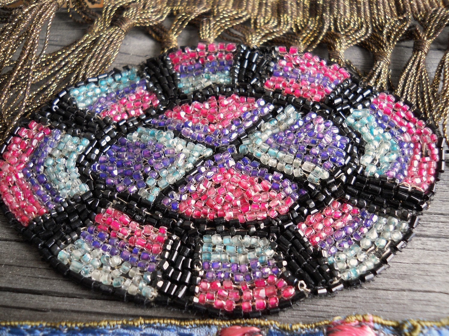 Vtg Hand Beaded Applique by SugarBank on Etsy