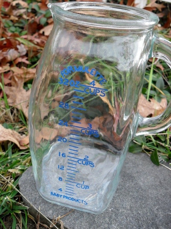 Antique Glass Baby Formula Measuring Pitcher