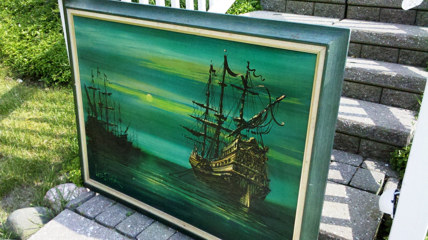 Vintage Lee Burr Nautical Oil Painting 1960s