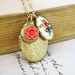 Gold Floral Locket Oval Locket Necklace Vintage Locket Floral Cameo Charm Necklace Cherry Blossom christmasinjuly - Aubrey