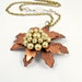 Copper Flower Necklace Vintage Flower Necklace Bohemian Necklace Pearl Necklace Beaded Necklace Long Necklace - Harlow