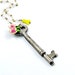Vintage Skeleton Key Necklace Flower Necklace Spring Colors Pink Yellow Baroque Chain - Secret Garden