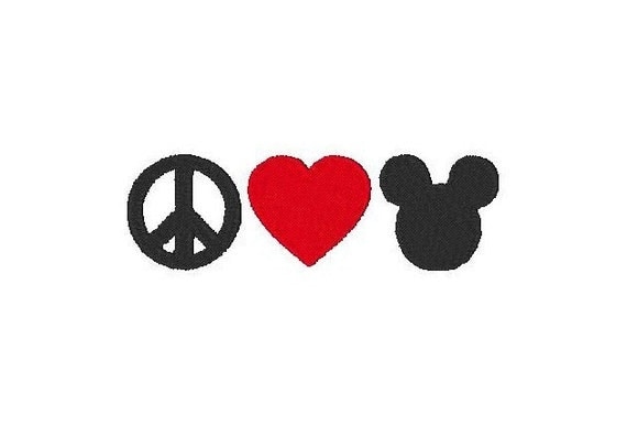 Download Items similar to Peace Love Mickey Embroidery Design (2 ...