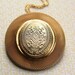 Ornate Mesh Locket Pendant, Long Gold Chain, Crest Floral Design, Large Necklace, Vintage Brooch Duo