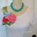 Special Listing Embellished Ruffle Tee Shirt with Tropical Flowers