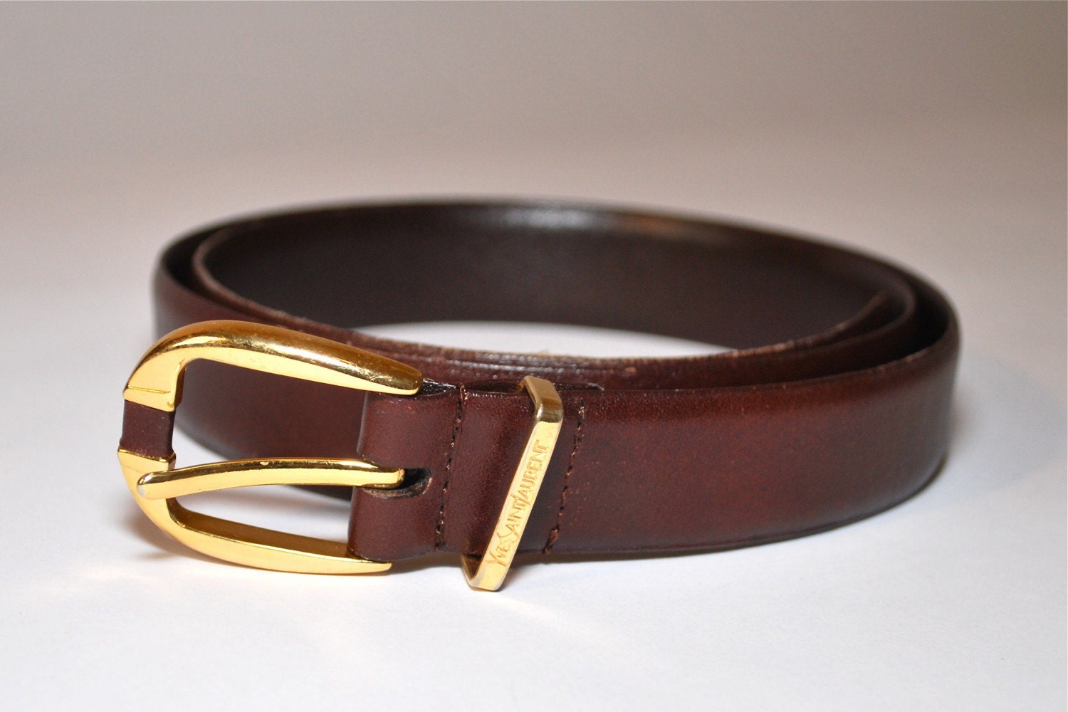 Vintage YSL Brown Leather Belt