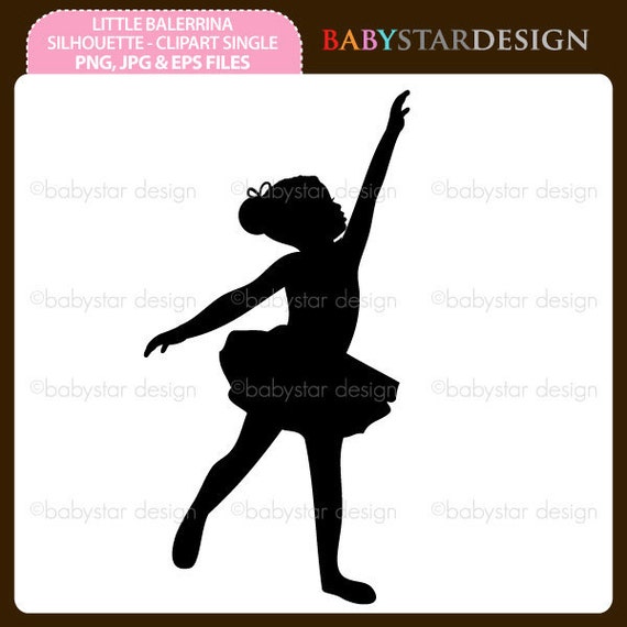 Little Ballerina Silhouette Clipart Single by babystardesign