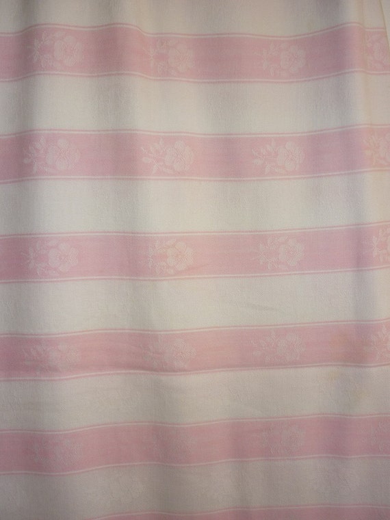 RESERVED Pink and White Striped Tablecloth Spotted Great