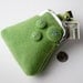 Upcycled green cashmere luxury coin credit card purse ... Swarovski crystal button detail ... eco chic