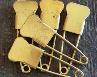 5 Scarce BLANK Vintage Laundry Pins NO Embossed Numbers on Marker Tag Pins