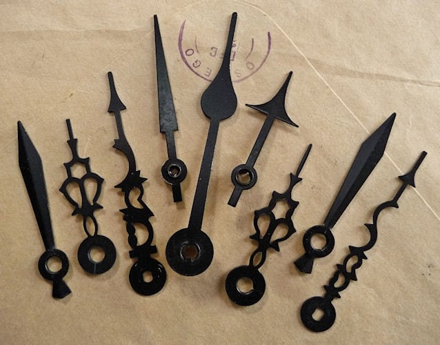 NINE 9 FANCY/ORNATE CLOCK MOVEMENT HANDS MEDIUMLARGE PARTS