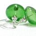 Green Earrings, Green Apple Hand Blown Glass Sterling Silver Dangle Earrings St. Patrick's Day Fashion- Granny Smith